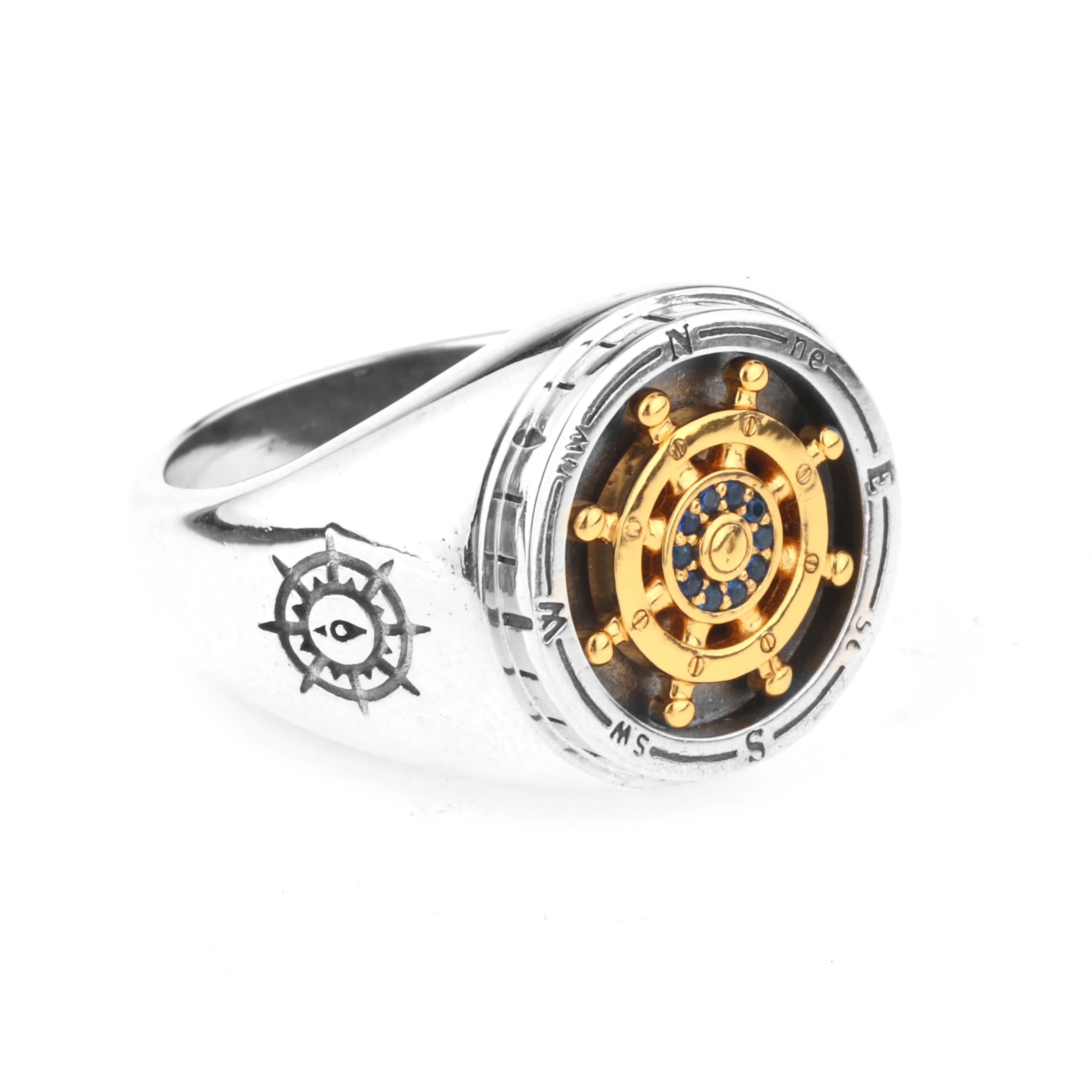 925 Sterling Silver Jewelry Oxidized Jewelry Rotated Steering Men Ring Cubic Zirconia Ring CZ Gold Plated Rings Men Jewelry