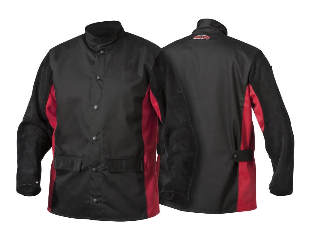 Custom Shadow Split Leather Sleeved Welders Welding Jacket Flame-Resistant Cotton Welding Jacket