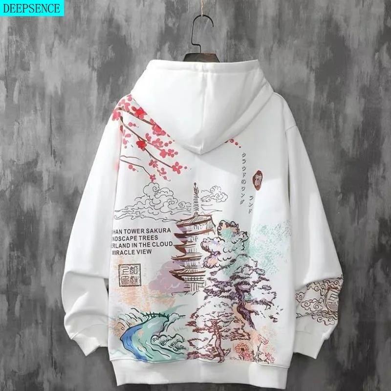 2022 Chinese Style Men Hoodie Plus Sublimated Custom Print Sweatshirt Loose Hoodie Trendy Brand Hip-Hop Student Hoodie Men