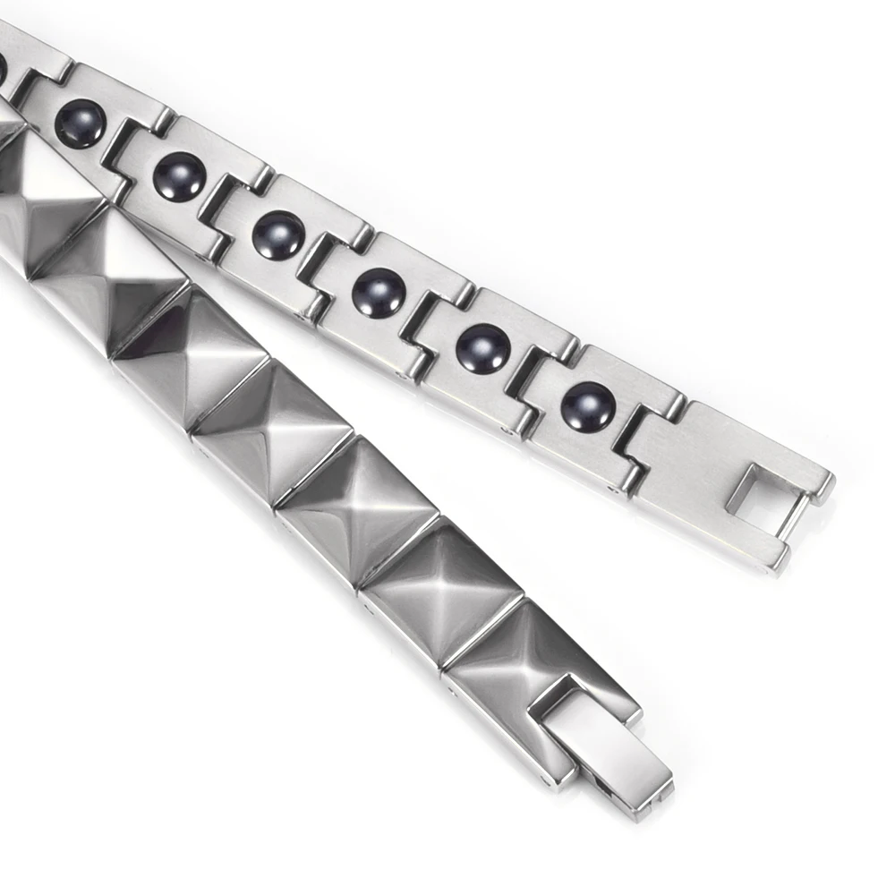 
Sophisticated Multi-Facted Square Power Sports Balance Pure Bio Germanium Magnetic Titanium Bracelet for Women 