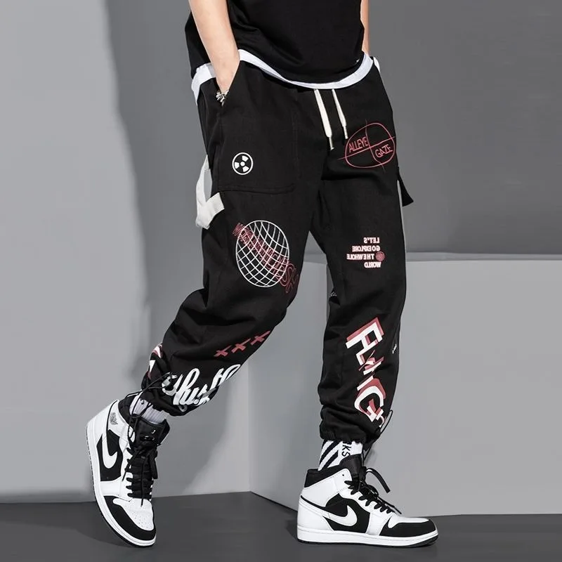 OEM Streetwear Track Pants Printed Logo Fitted Skinny Cotton Yoga Trouser Running Sports Wear Gym Joggers Custom Mens Sweatpants