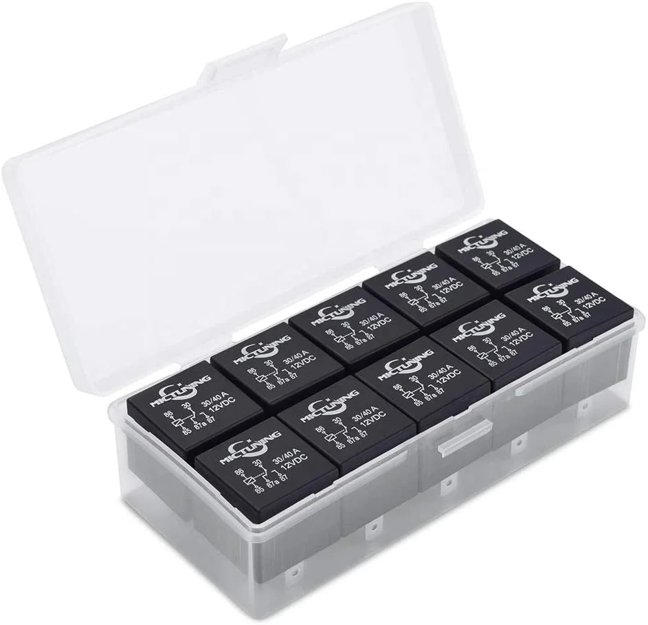 MICTUNING Car Accessories 10Pack SPDT Relays DC12V 30/40 Amp 5 Pin LED Light Bar Replacement Relays 12v Fuse Relay Box