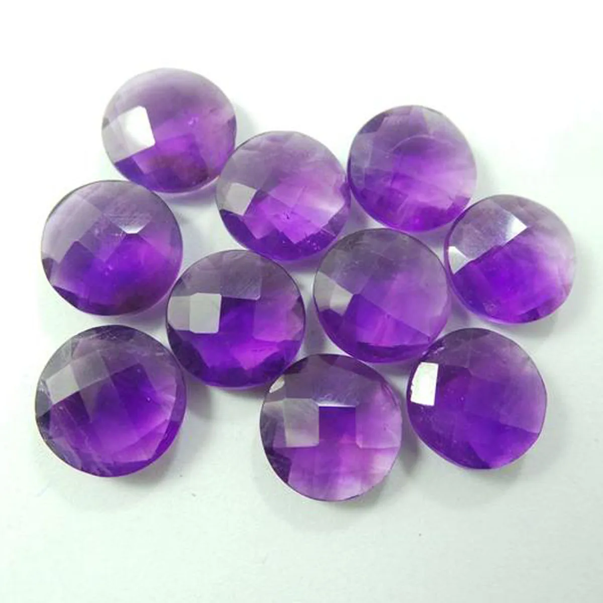Фиолетовый Аметист Круглый шахматной огранки 14x14 мм неоправленный полудрагоценный камень серьги Поставщик необработанных стерлингового серебра