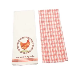 New Design high quality kitchen towel set cotton fabric printed checked tea towel