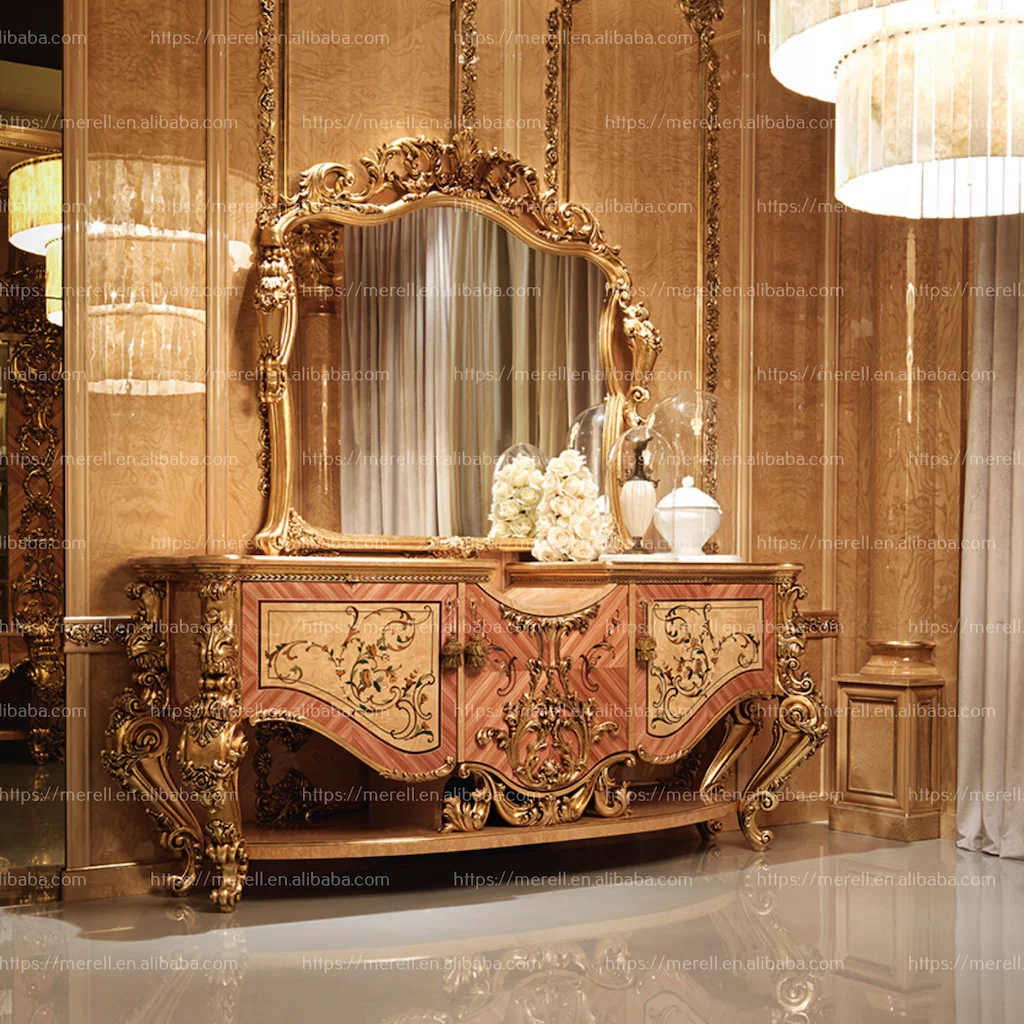 High end Customized wooden furniture Italian design antique Luxury Glass cabinet