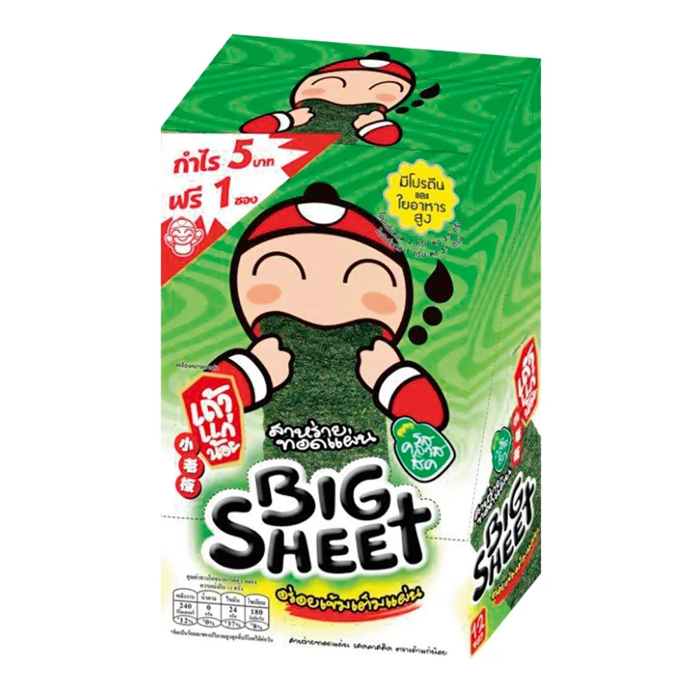 
Tao Kae Noi Seaweed Snack Big Sheet 3.5g x 12 x 10 Original Flavor 
