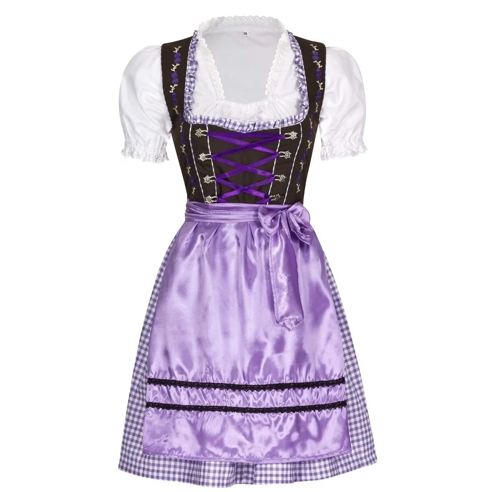 Women Dirndl Dress for Oktoberfest Beautiful German Girls Mini Dirndl Embroidery Gingham Dress Bavarian Ladies Dress