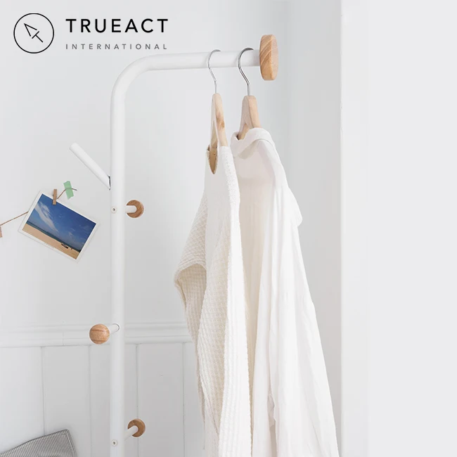 RTS New design tree shaped wooden wood coat rack free standing garment rack metal floor hat coat hanger hanging rail rack stand