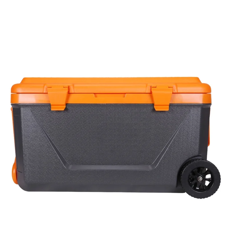  Plastic hiking outdoor modern portable camping plastic juice cooler box with wheels pulling picnic food cans ice