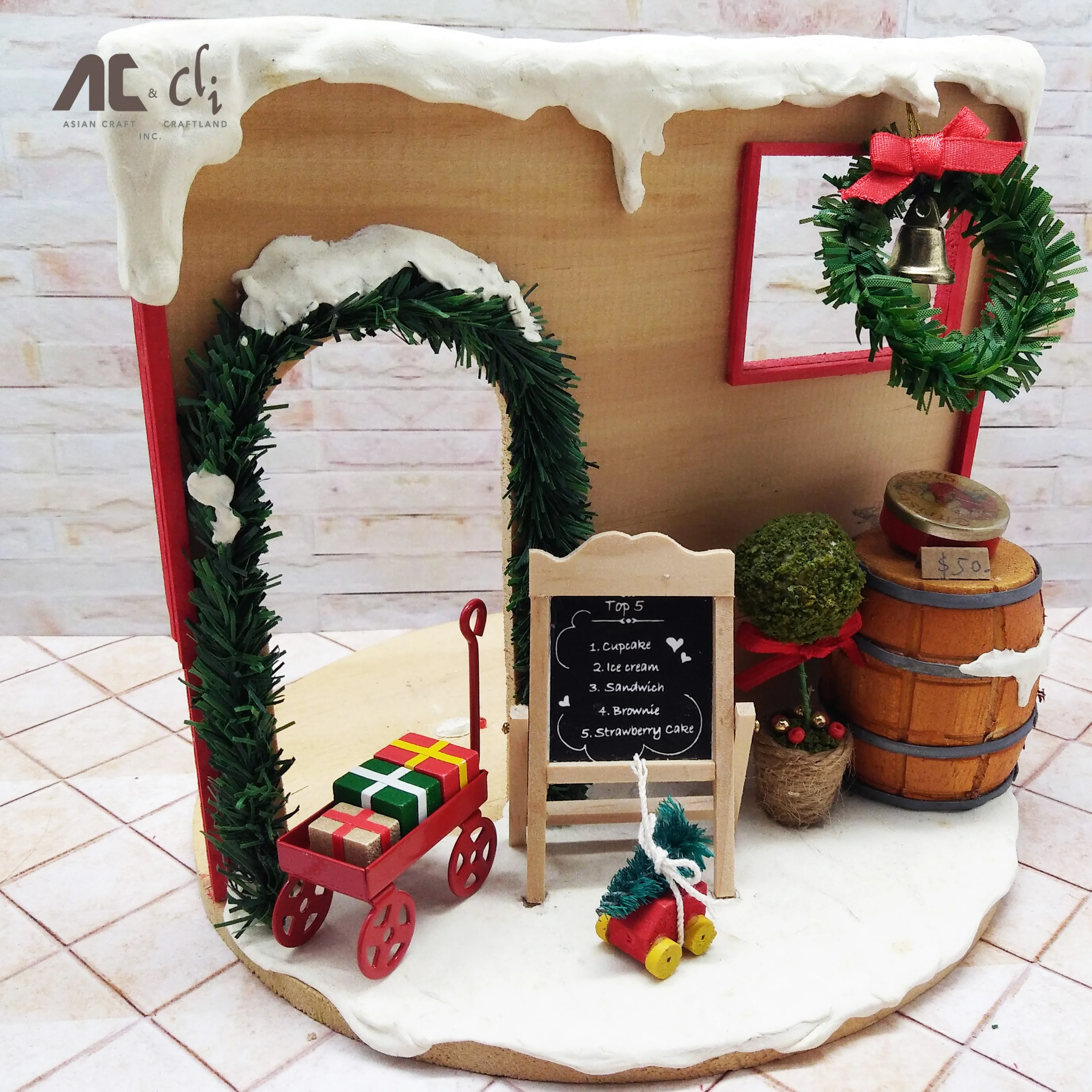 2022 Miniature Red Trailer with Giftbox Wood Plastic Iron Paper PC Material DIY Christmas Decorations Christmas Gift Kids Adults
