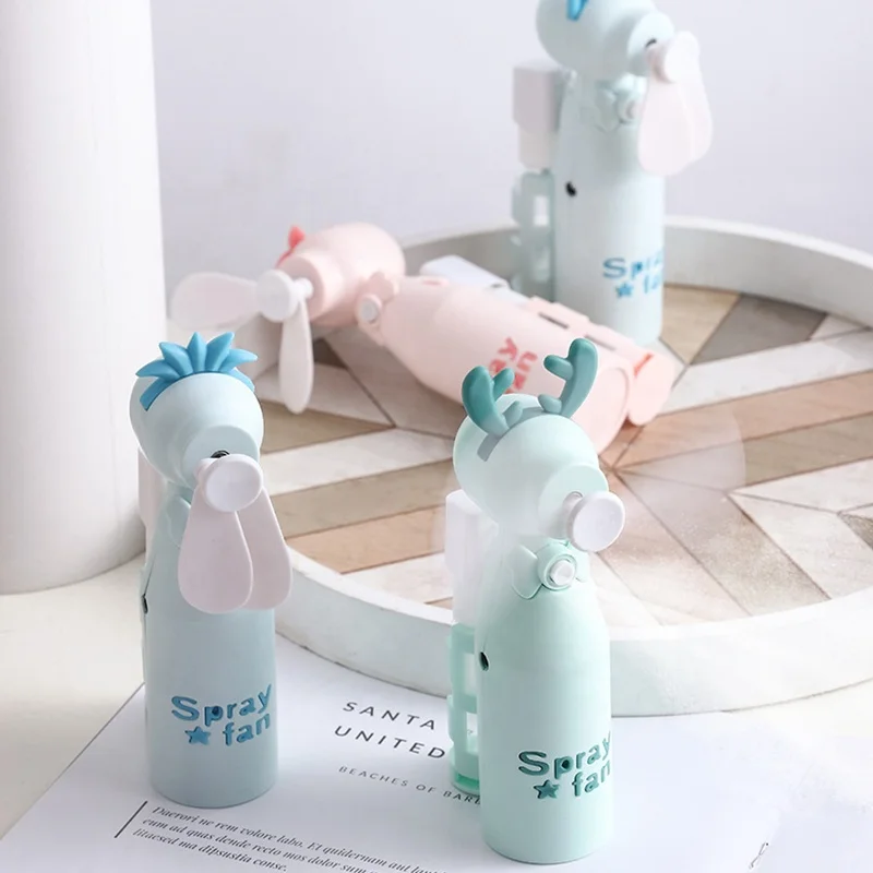 Free Sample Cartoon Animal Shape Handheld Water Spray Humidifying Spray Mini Fan