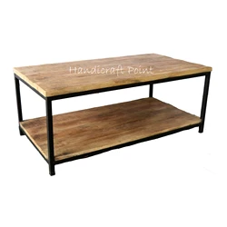 Rectangular Industrial Coffee Table Made Of Mango Wood And Metal By Handicraft Point