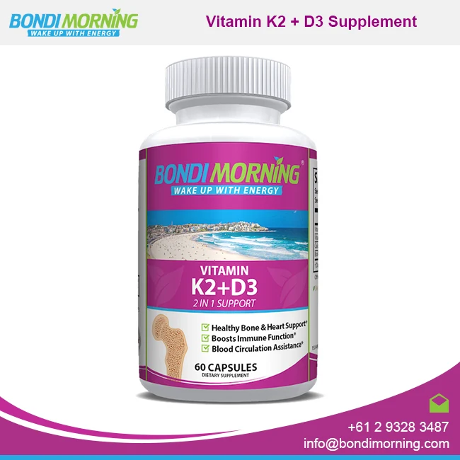 High Quality Vegan Dietary Vitamin K2 + D3 Supplement for Bone and Heart Health