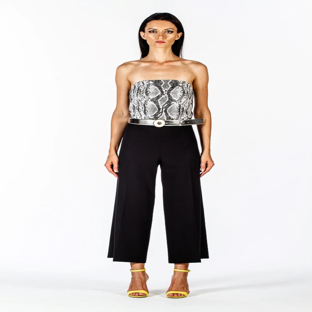 Top Quality Made in Italy Track Suit without Sleeves for Every Day Animalier Black and White Full Suit