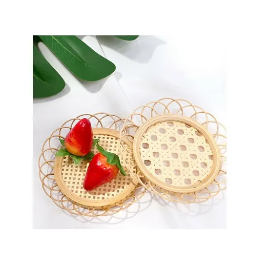 Маленькая плетеная подставка из ротанга для горячих чашек вашего дома натуральный ротанговый цвет