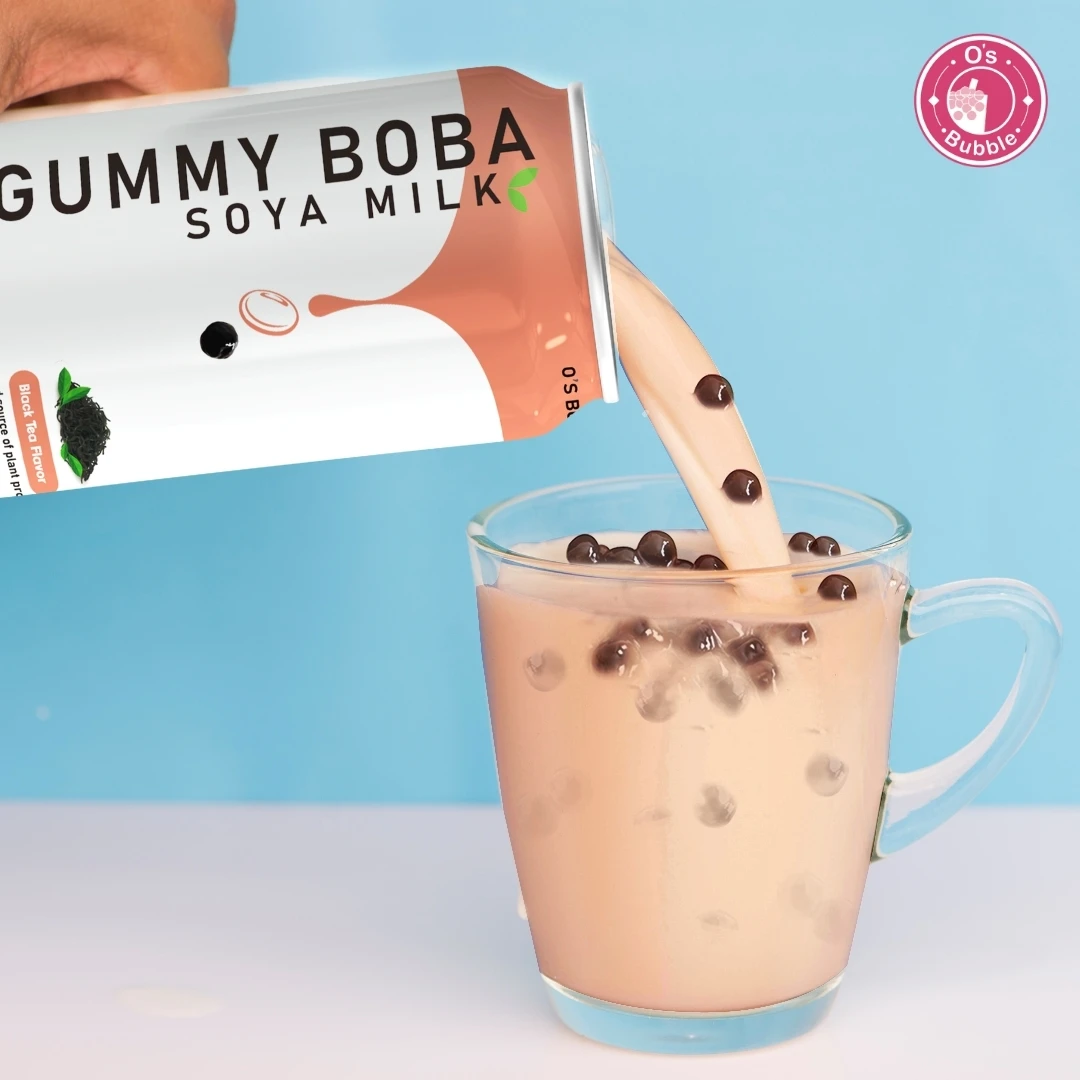 2022 New Plant-based bubble tea Gummy boba soya milk canned drink