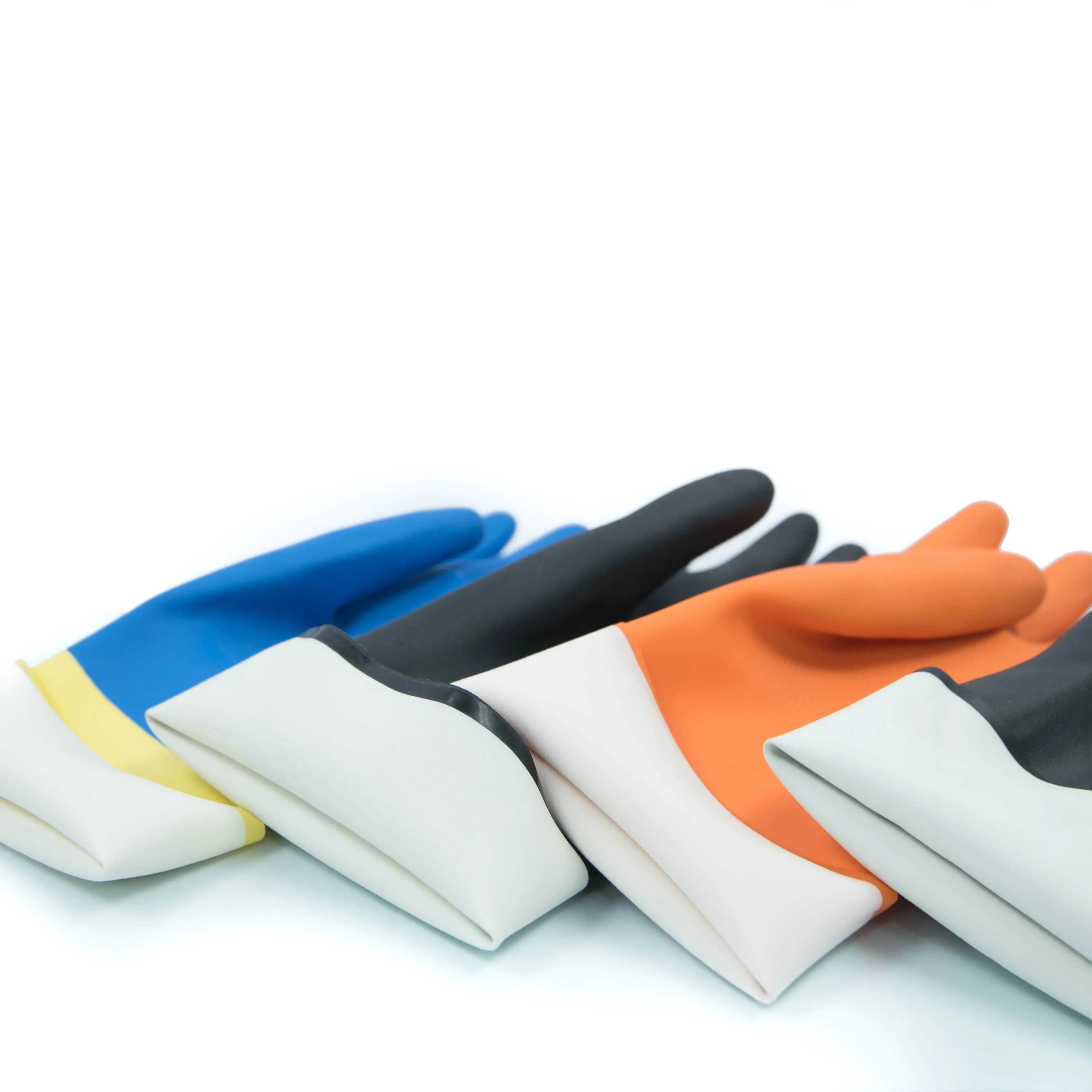 Ergonomic Malaysia produced thick orange dish washing gloves anti abrasion anti slip for assembly protection work gloves