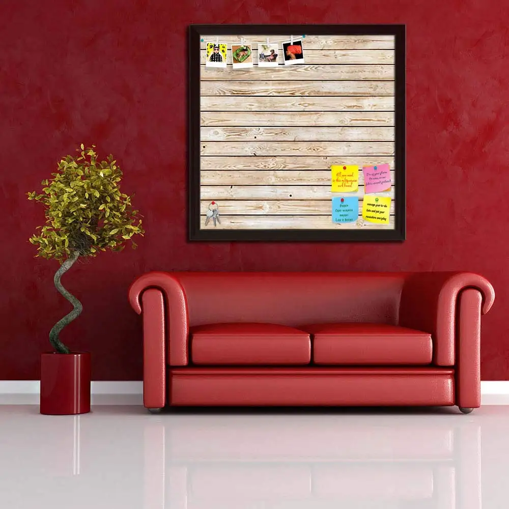 Eco Friendly Factory Wholesale ArtzFolio Natural Texture Printed Bulletin Board Notice Pin Board Soft Board | Dark Brown Frame