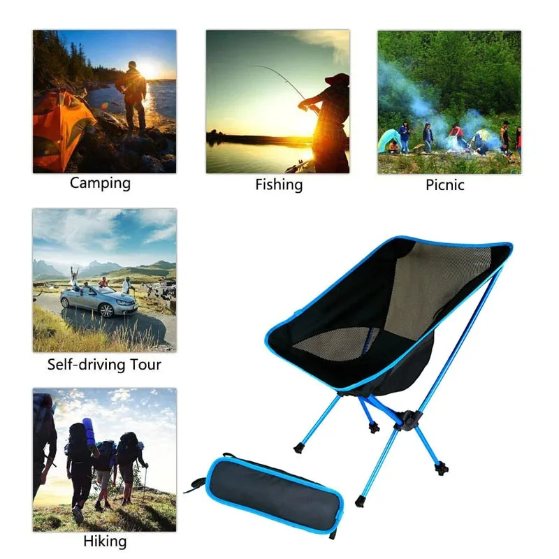 Travel Ultralight Folding Chair High Load Outdoor Camping Chair Portable Beach Hiking Picnic Seat Fishing Tools Chair