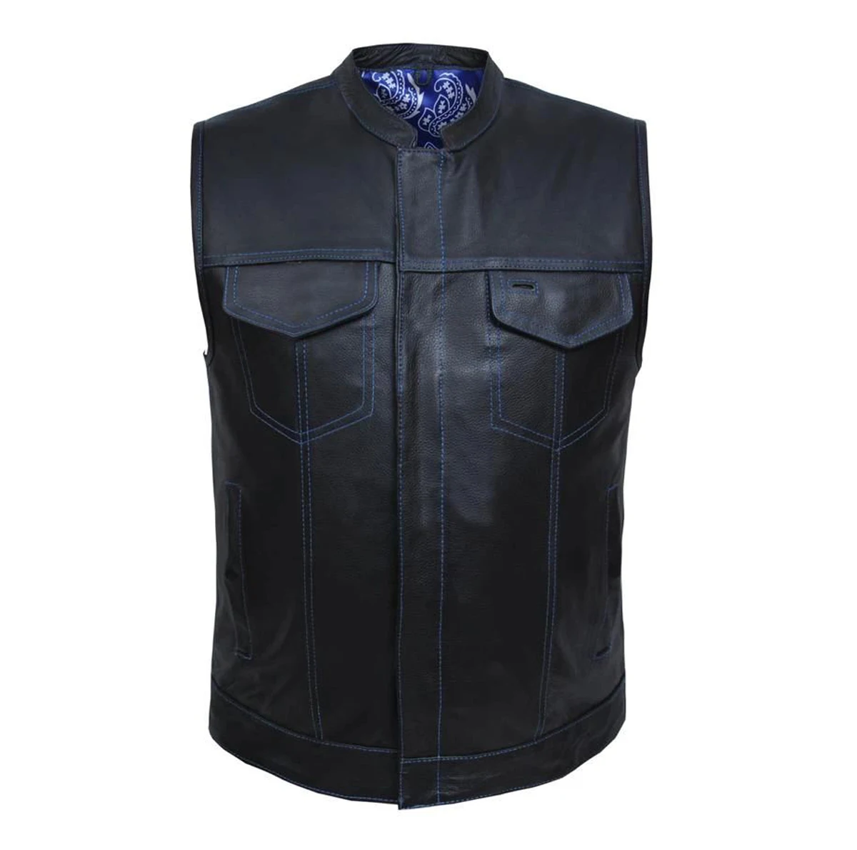 
Latest Design Genuine Perforated and Natural Cowhide Leather Biker Vest/ Motorcycle Club Vest 