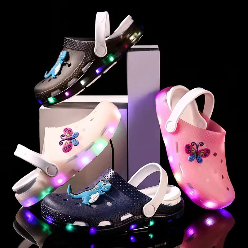 Модная Высококачественная дешевая светодиодная детская обувь с подсветкой Детская крутая ПВХ