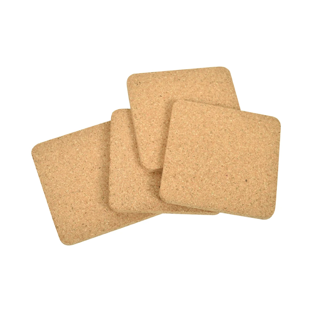 Wholesale Nature Color Blank Customized Square Drink Cork Placemats And Cork Coaster