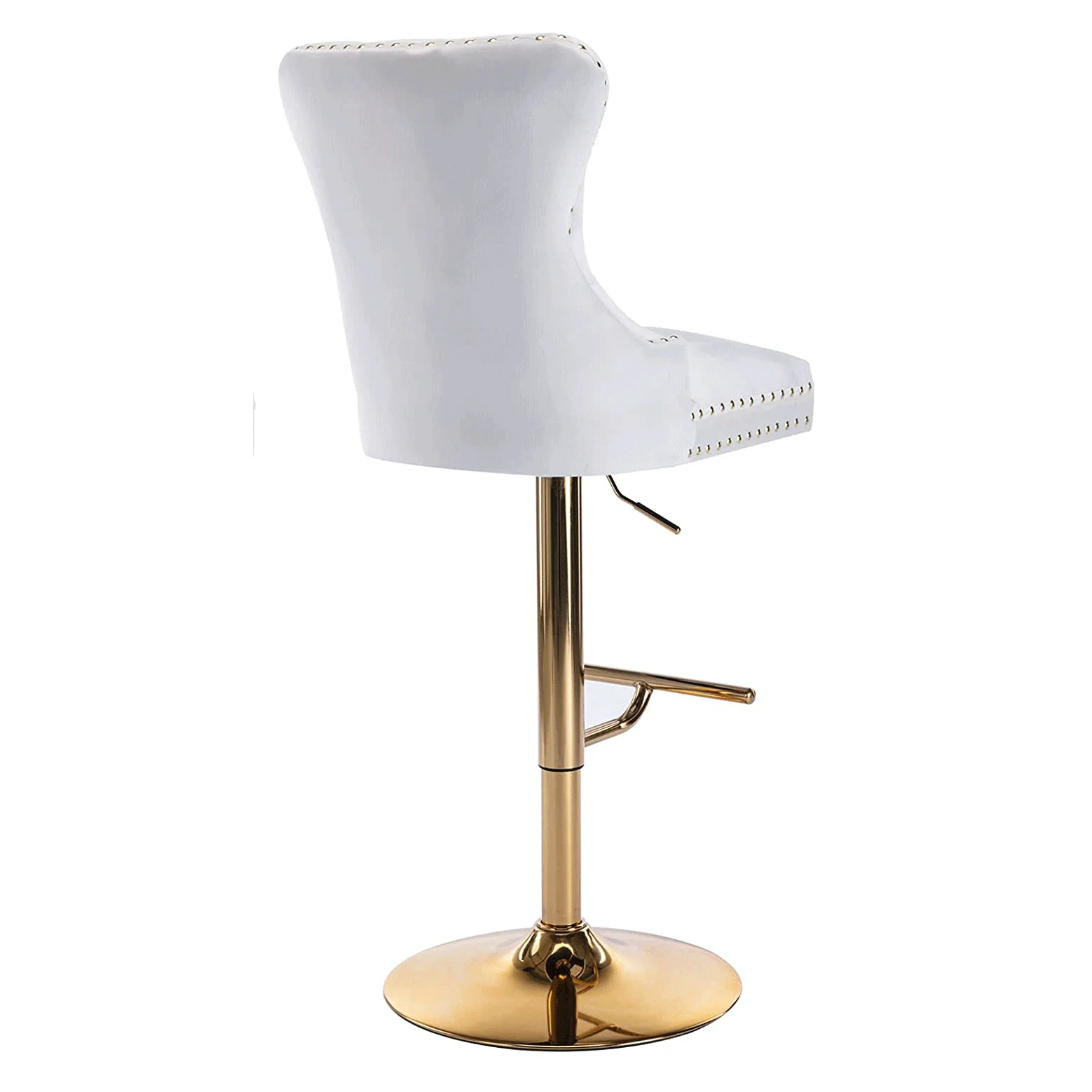 2022 Modern Design Velvet Fabric Metal Golden Base Cushion Counter Stool Bar Chair