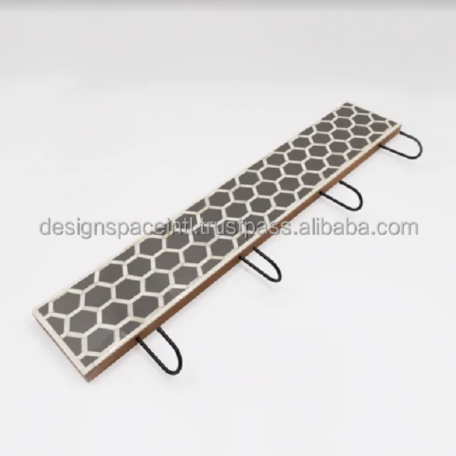 Настенный крючок в полоску с натуральной инкрустацией костей по бюджетной цене