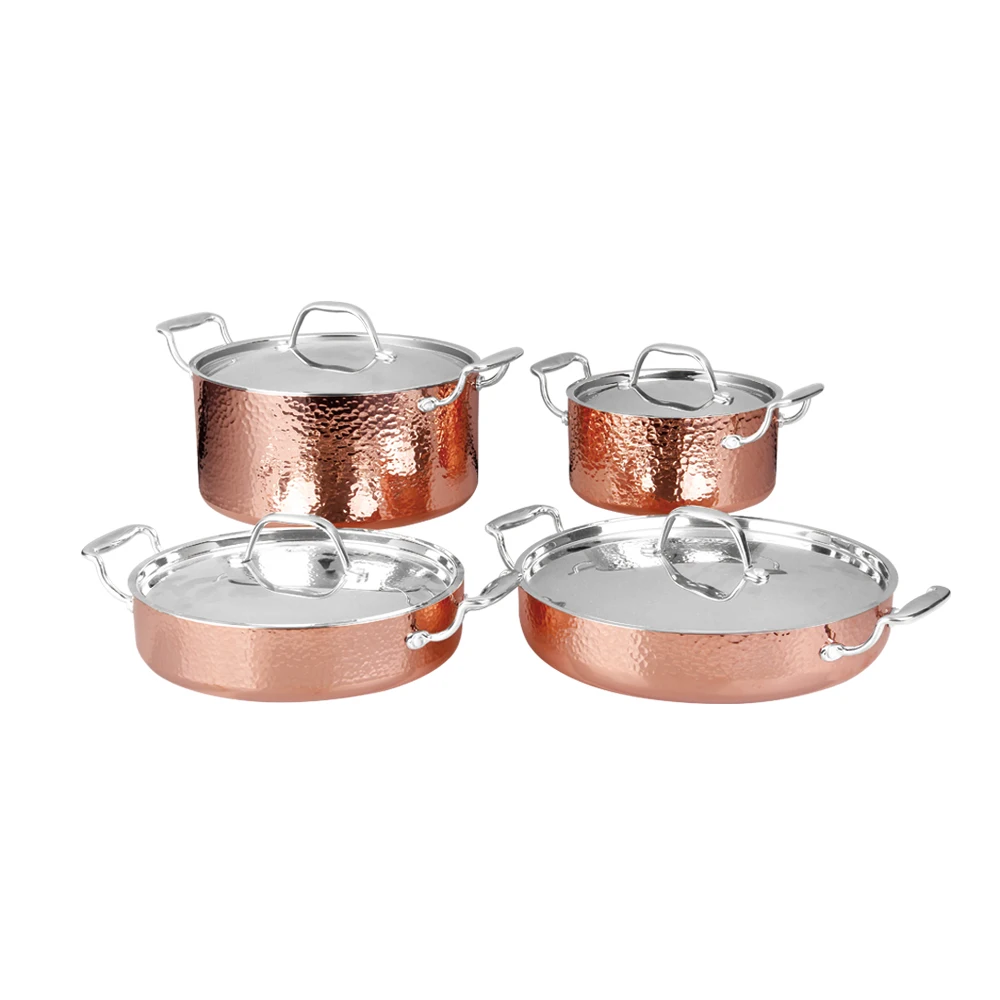 copper king with steel fry pan Copper daily use fry pan sauce pan long handle sauce pot kitchen copper utensils cookware pot