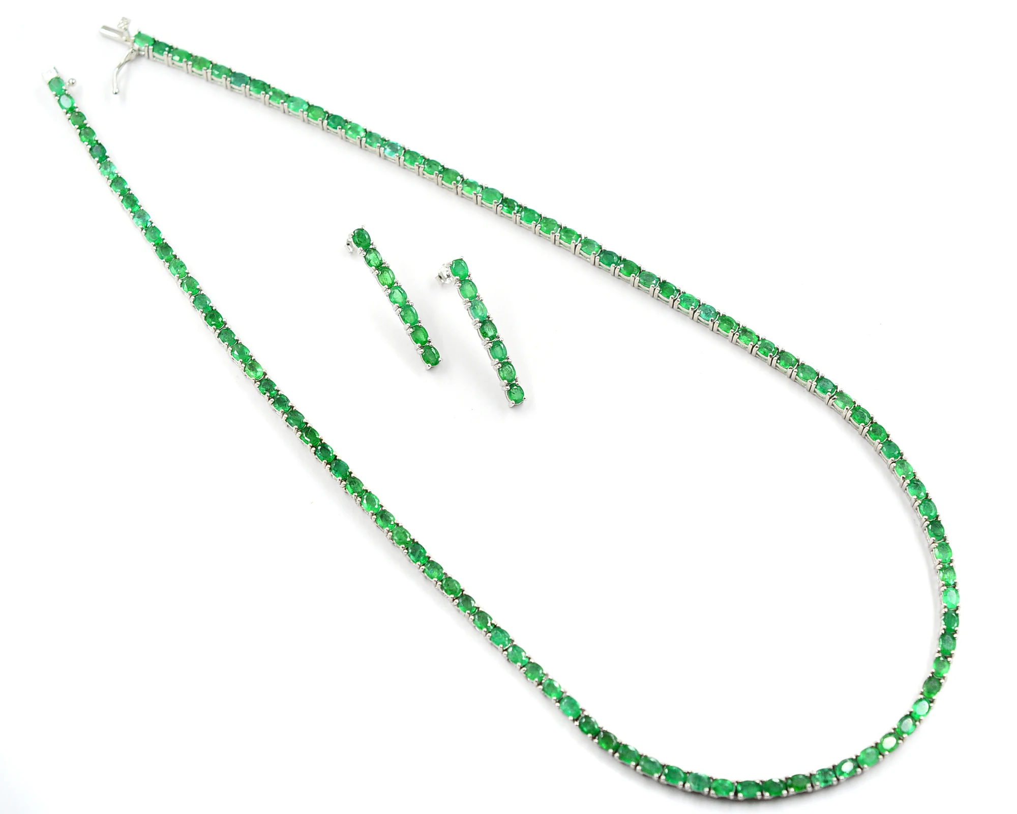 Новый эксклюзивный замбийский изумруд 4x3 мм натуральный драгоценный камень 925 пробы серебро для женщин ювелирные изделия ожерелье серьги набор от индийского