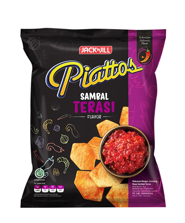 
Пиаттос картофельные чипсы закуски с Sambal Terasi ароматизатор 80гр 