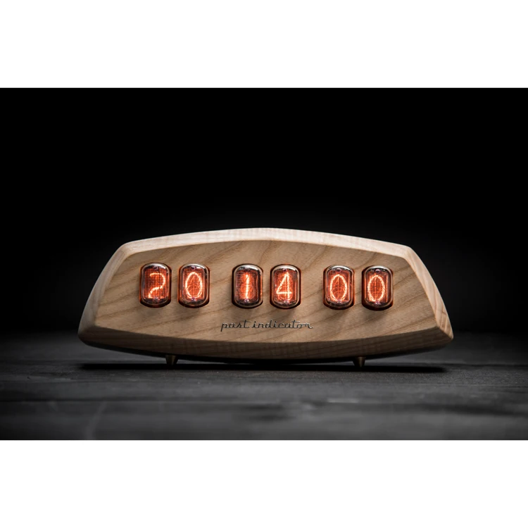 Past Indicator Co. hand crafted nixie clock ashwood casing designer made room decor accessory, desk clocks