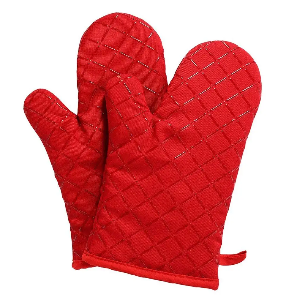  100% Cotton Silicone Printing Kitchen Oven Mitten Mitts and Pot Holder Heat