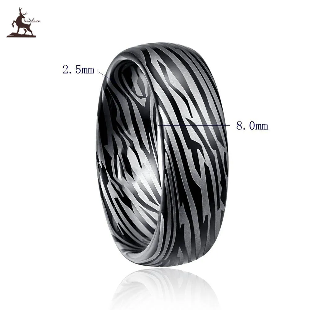 size 7-12 Width 8mm Dome Damascus Tungsten carbide Ring gift for women men jewelry T095R