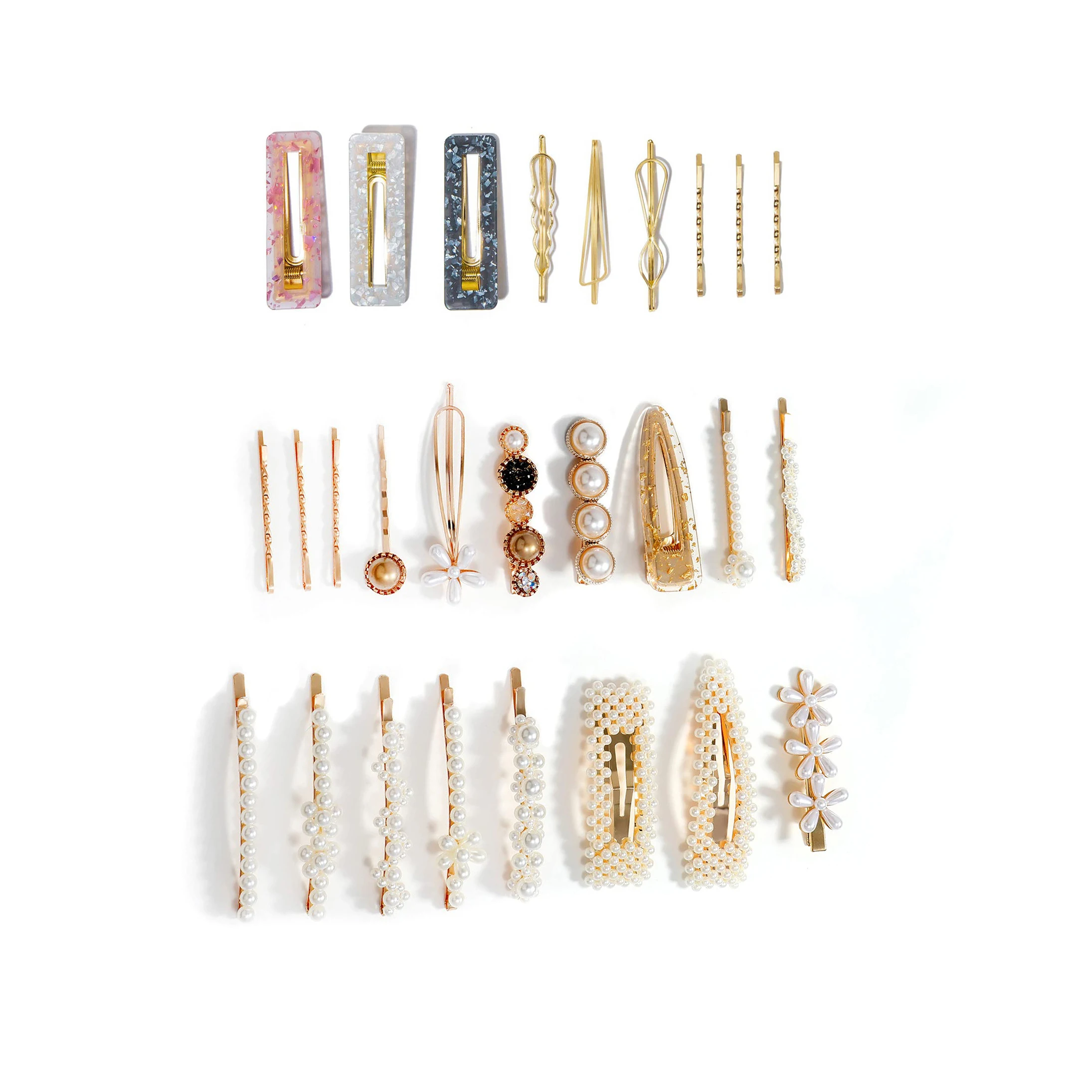 Handmade Hair Barrettes Pearls and Acrylic Resin Hair Clips for women girls hair accessories