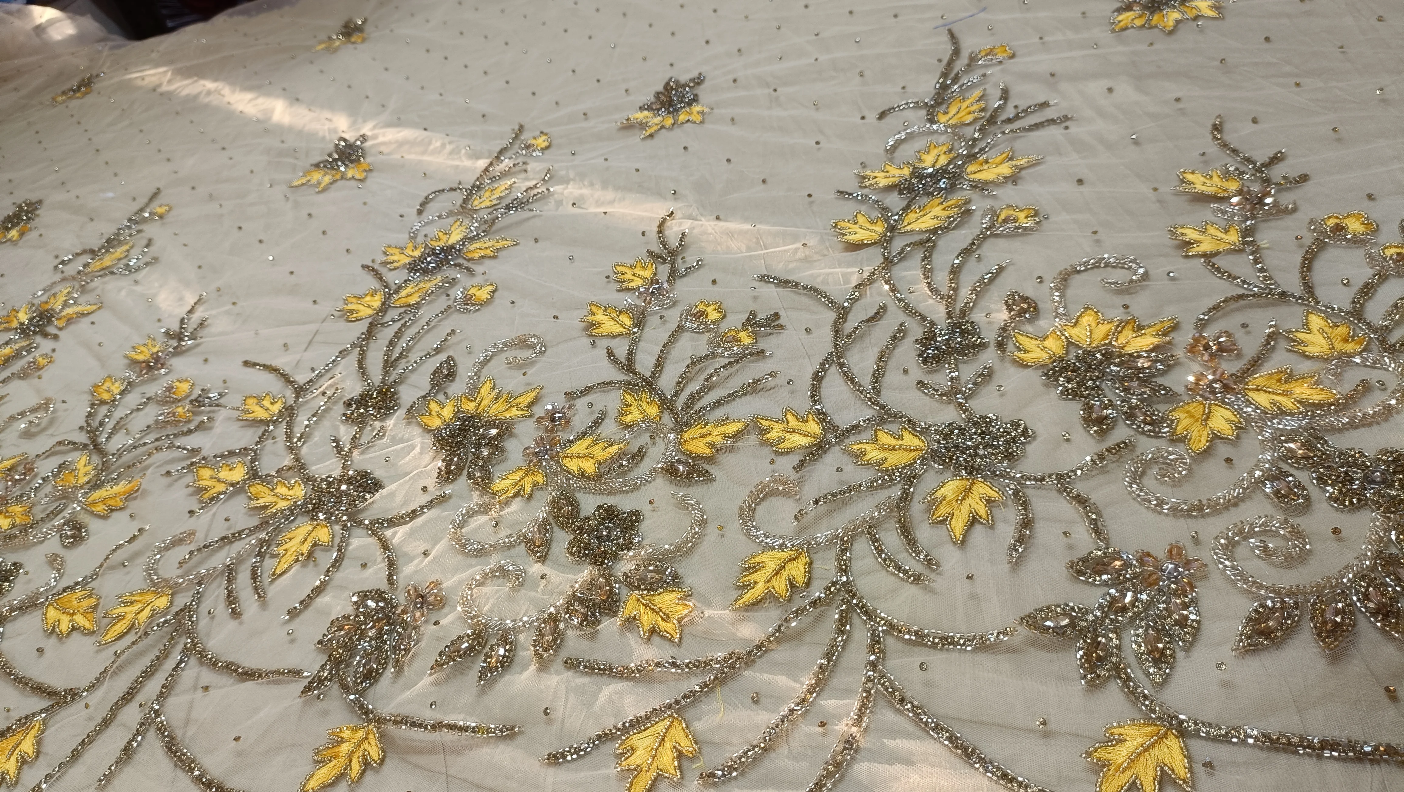 lace luxury fabric beaded material Luxury beaded lace fabric for sale Lace by the yard and metre