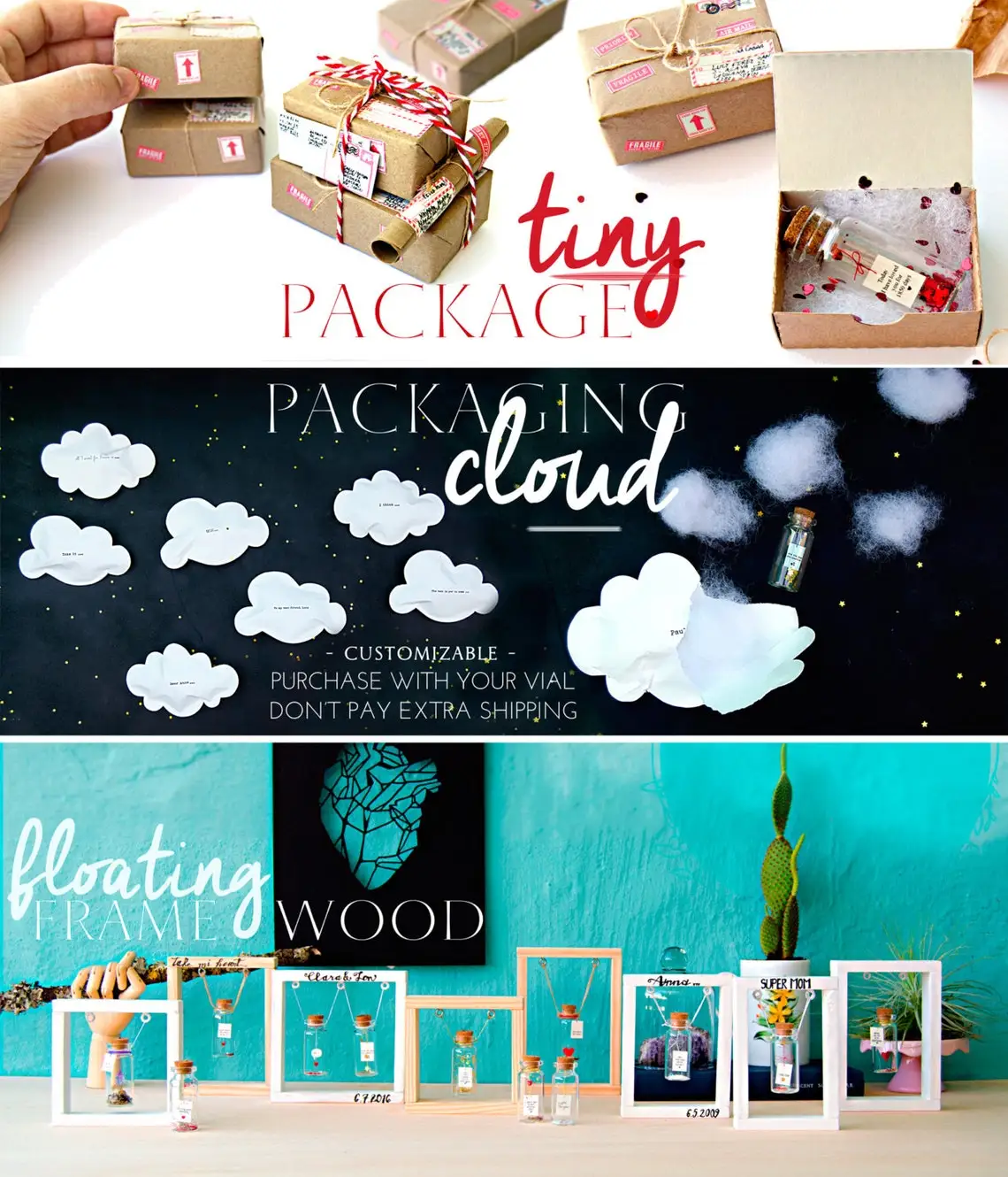 Glass bottle Gift box Wishing bottle with lid wooden plug Small glass bottle test tube set Flower for Gift