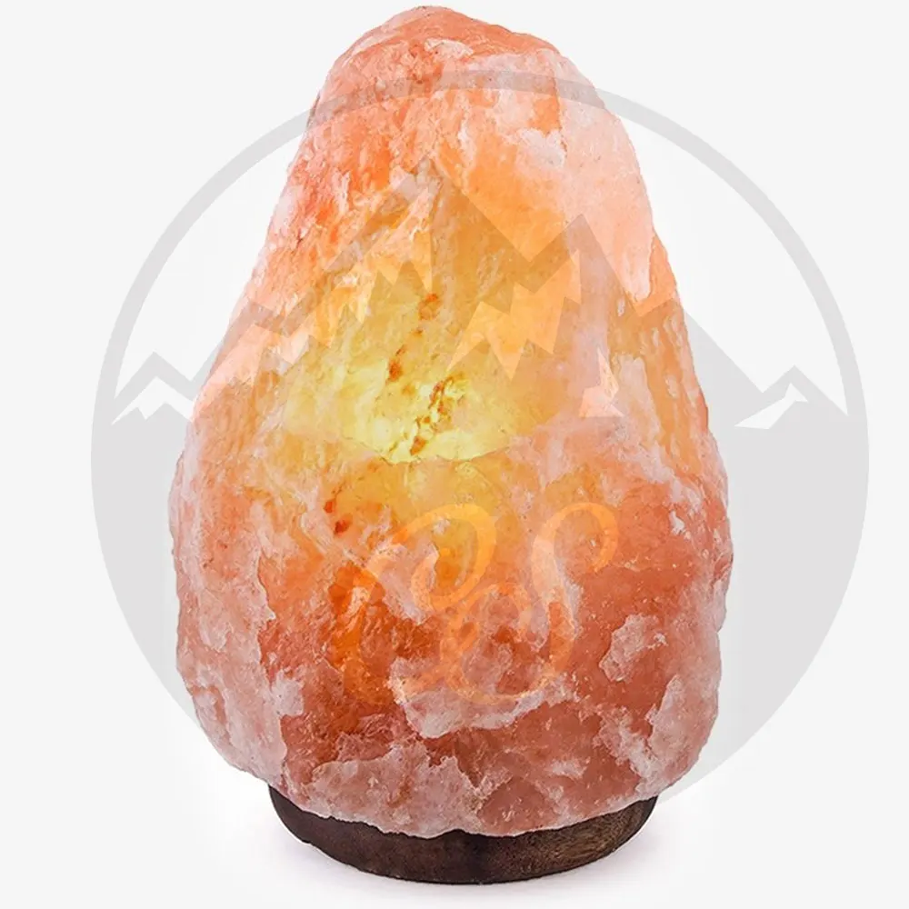Hand Carved Wooden Base Himalayan Rock Salt Stone Lamp Air Purifier Night Light Salt Lamps For Room Decoration