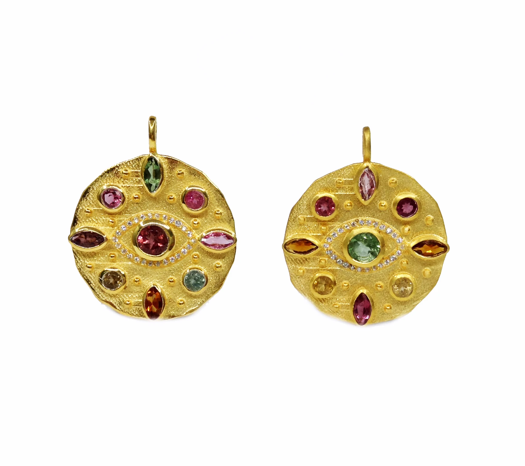 Abstract 925 Sterling Silver Gold Plated  Lightweight Low MOQ Supplier multi Gemstones Marquise Round Pendant Fashion Necklaces