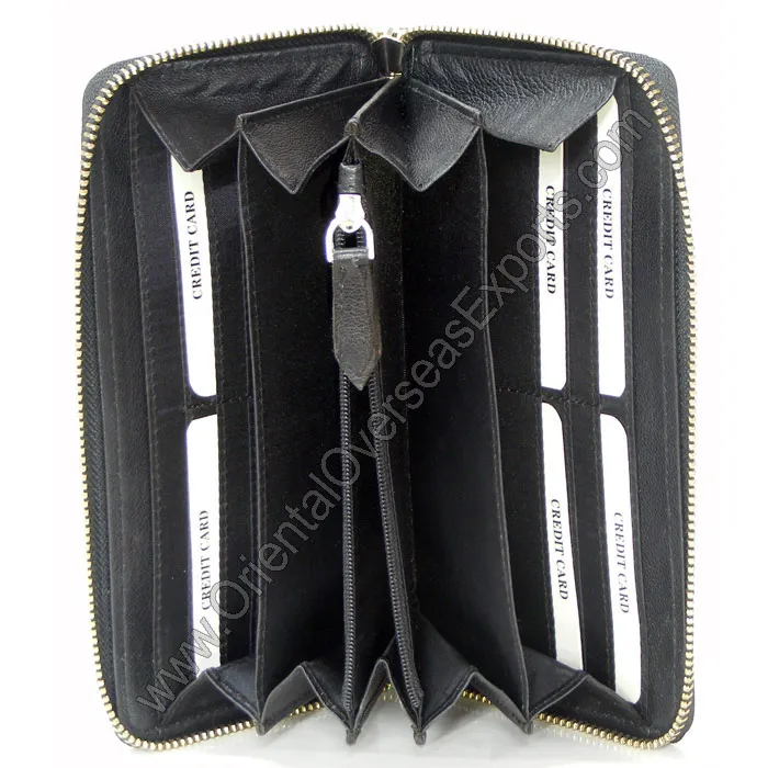 Real Leather Women Hand Purse for ladies Quilting Design multiple cards and bank notes slots zip coin pocket metal zip closure