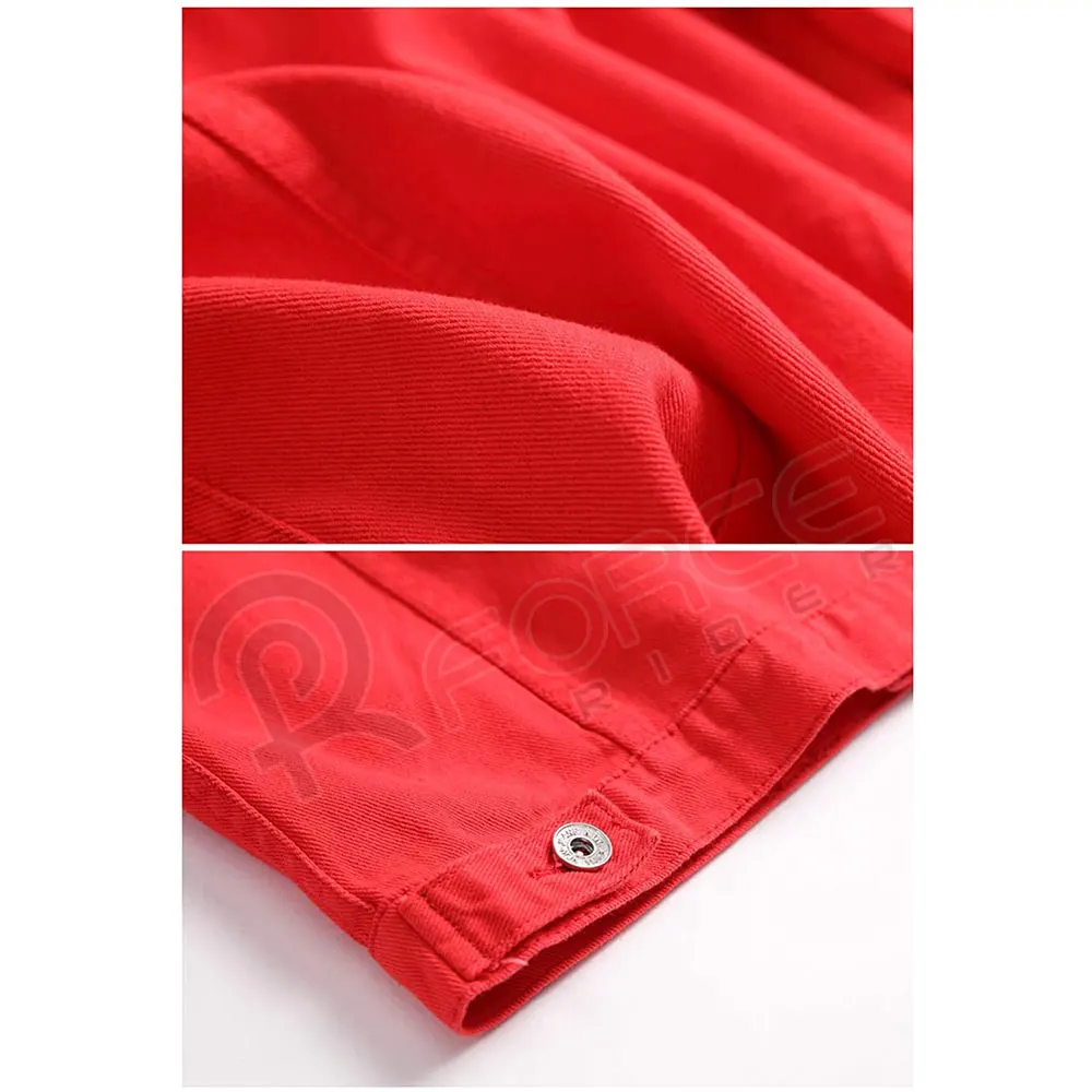 Осенне-зимняя модная джинсовая мужская красная куртка оптом