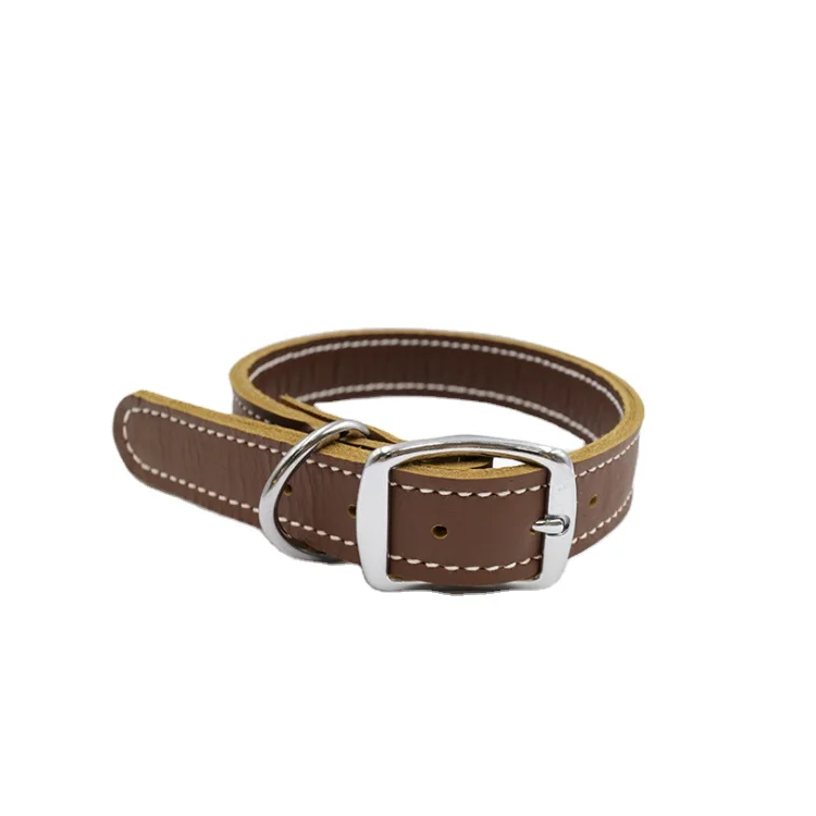 Full Grain Cowhide Natural Adjustable Comfort Outdoor Solid 100% leather dog collar luxury