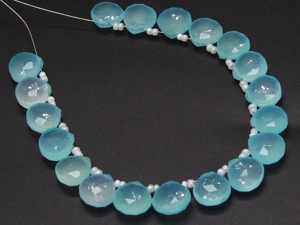 
Aqua Blue Chalcedony Matched Pair Faceted Heart Shape Drops Briolette Finest Quality Wholesale Price New Arrival 