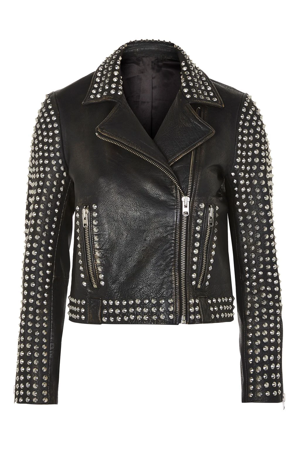 Rock Star women Leather Jacket Ladies Black Motorcycle Punk Studded Leather Jacket Bike Fashion Studded Punk Rock Leather Jacket