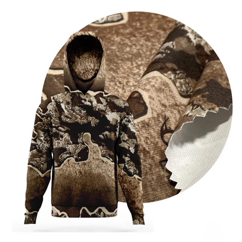 Hunting outdoor island printed fabric 100% polyester suede Feel coated fabric