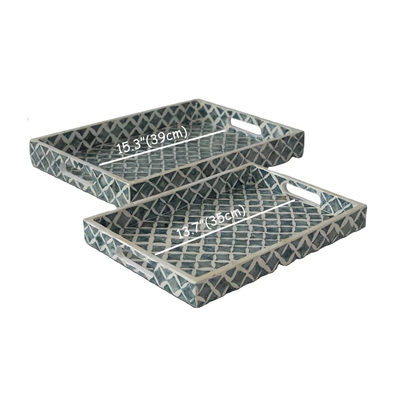 Wooden Serving Tray with Handles Decorative Serving Trays Platter Luxury Rectangular Trays for Serving Food Fruits and Drinks