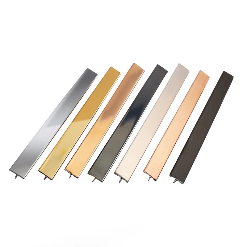 Brass Metal Strip 12.5mm 15mm  25mm OEM Logo Customized brushed  Marble Edge Trim  T Shape Stainless Steel Tile Trim