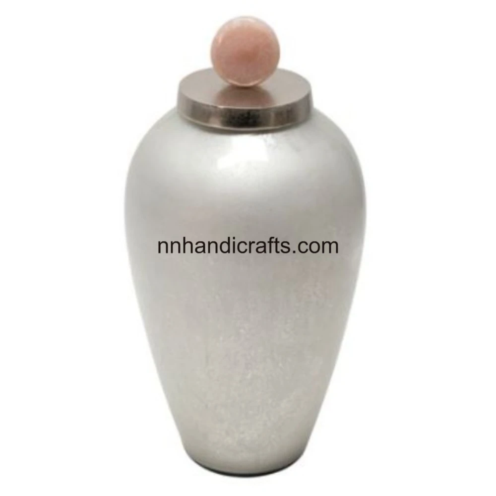 Home Decoration New Design Aluminum Metal White Powder Coated Embossed Modern Unique URNs & Jars Vase