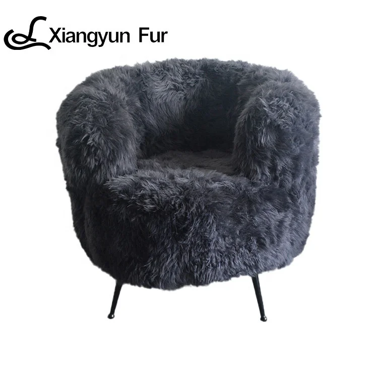 Comfortable Home Design Leisure Fluffy Cosy White Lamb Fur Luxury Sheepskin Chair