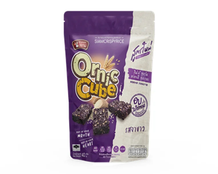 Хрустящие рицеягоды Orniccube с белым кунжутом, 40 г, веганские продукты премиального качества из Таиланда, оптовая продажа на экспорт 100%